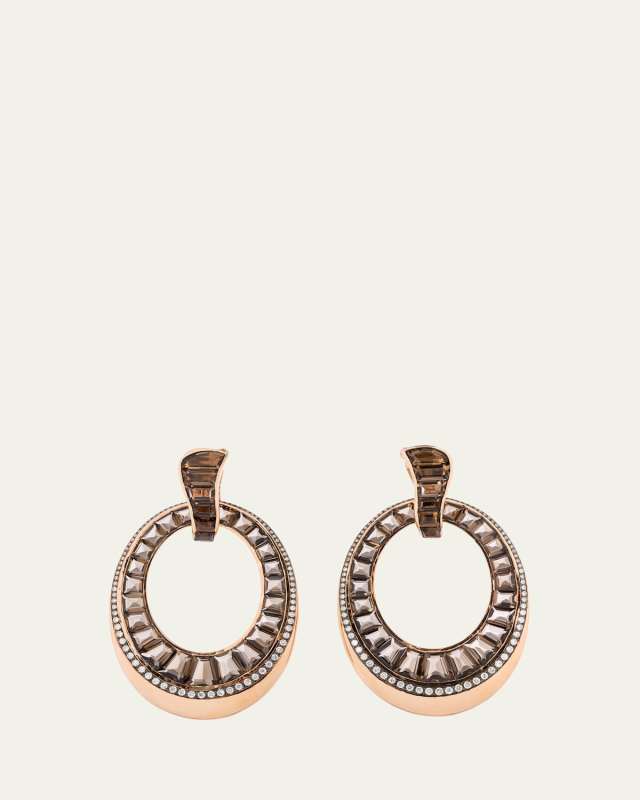 Midnight Sun Earrings in 18K Rose Gold with Smokey Quartz and Diamonds